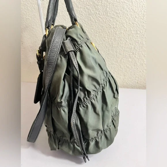 Prada Olive Green Quilted Nylon Tote with Gold Hardware - Picture 16 of 16